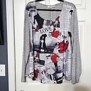 Black and white striped shirt with love theme pictures